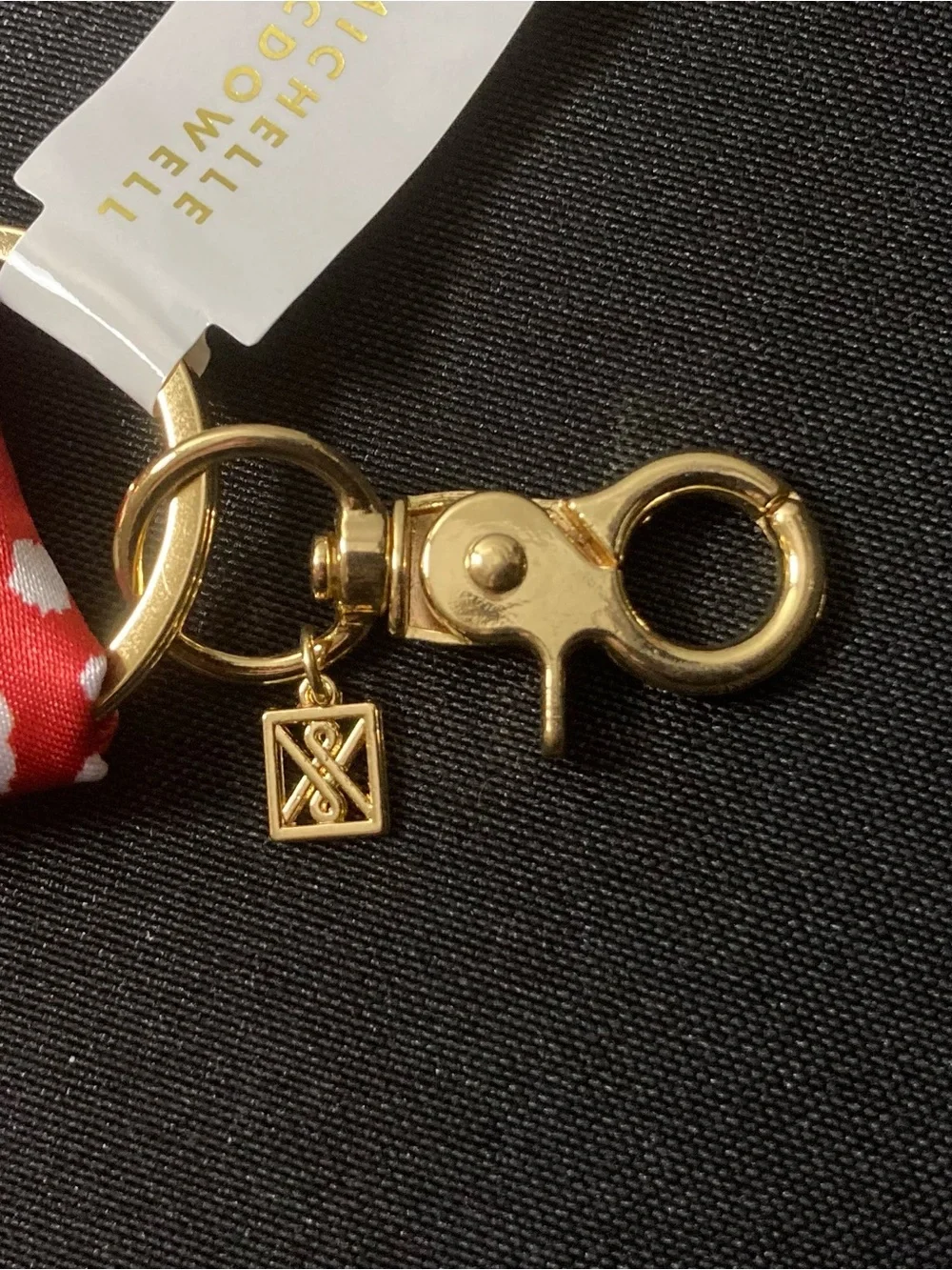 ⭐️ Michelle McDowell Red And White Polka Dot Bag Charm Twillie Keychain